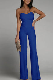Women’s Strapless Jumpsuit With Fitted Bodice And Wide-Leg Pants