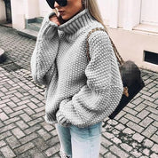 Women’s Oversized Chunky Knit Turtleneck Jumper