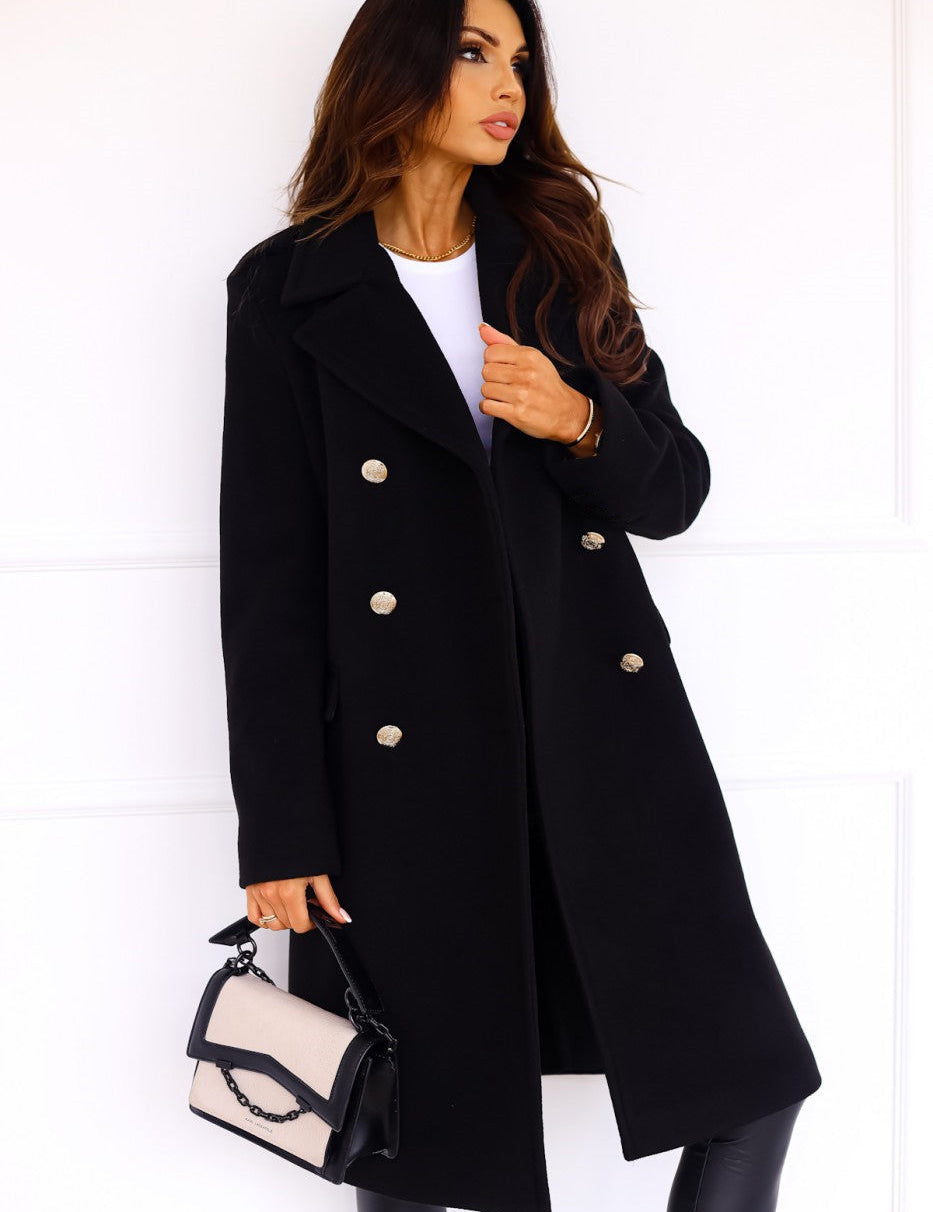 Women's Elegant Double-Breasted Winter 2-Piece Wool Trench Coat