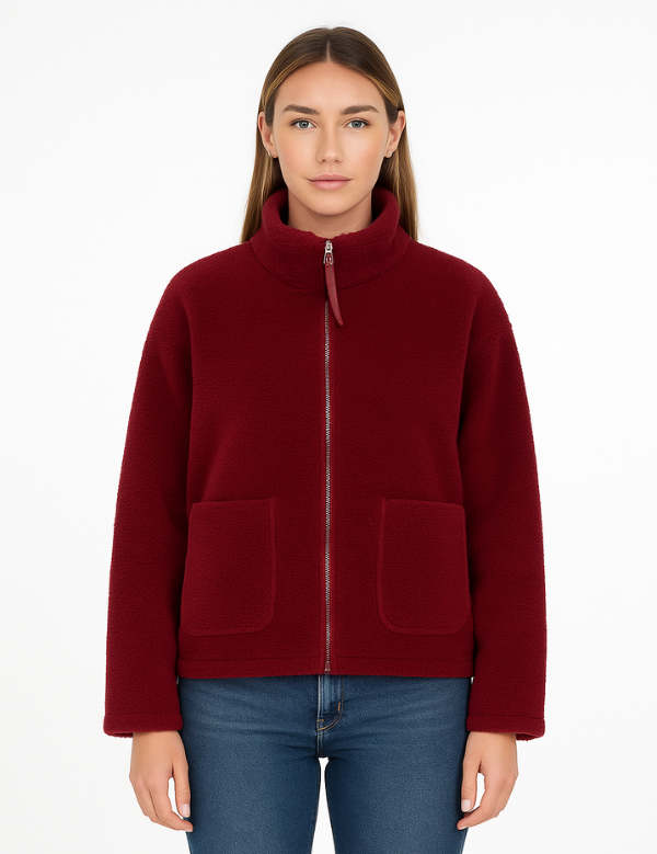 Women's Oversized Zip-Up Winter Jacket with High Collar Design