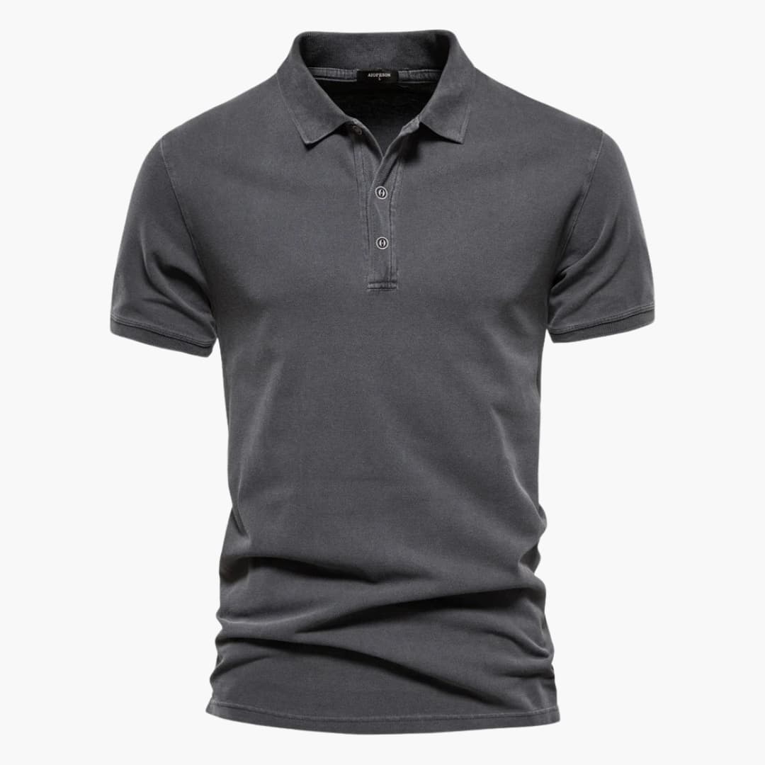Men's Polo Shirt with Button Placket and Tapered Fit
