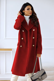 Women's Elegant Double-Breasted Winter 2-Piece Wool Trench Coat