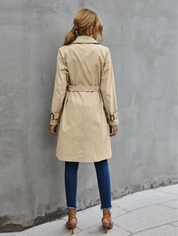 Women's Classic Trench Coat with Double Breasted Button Front