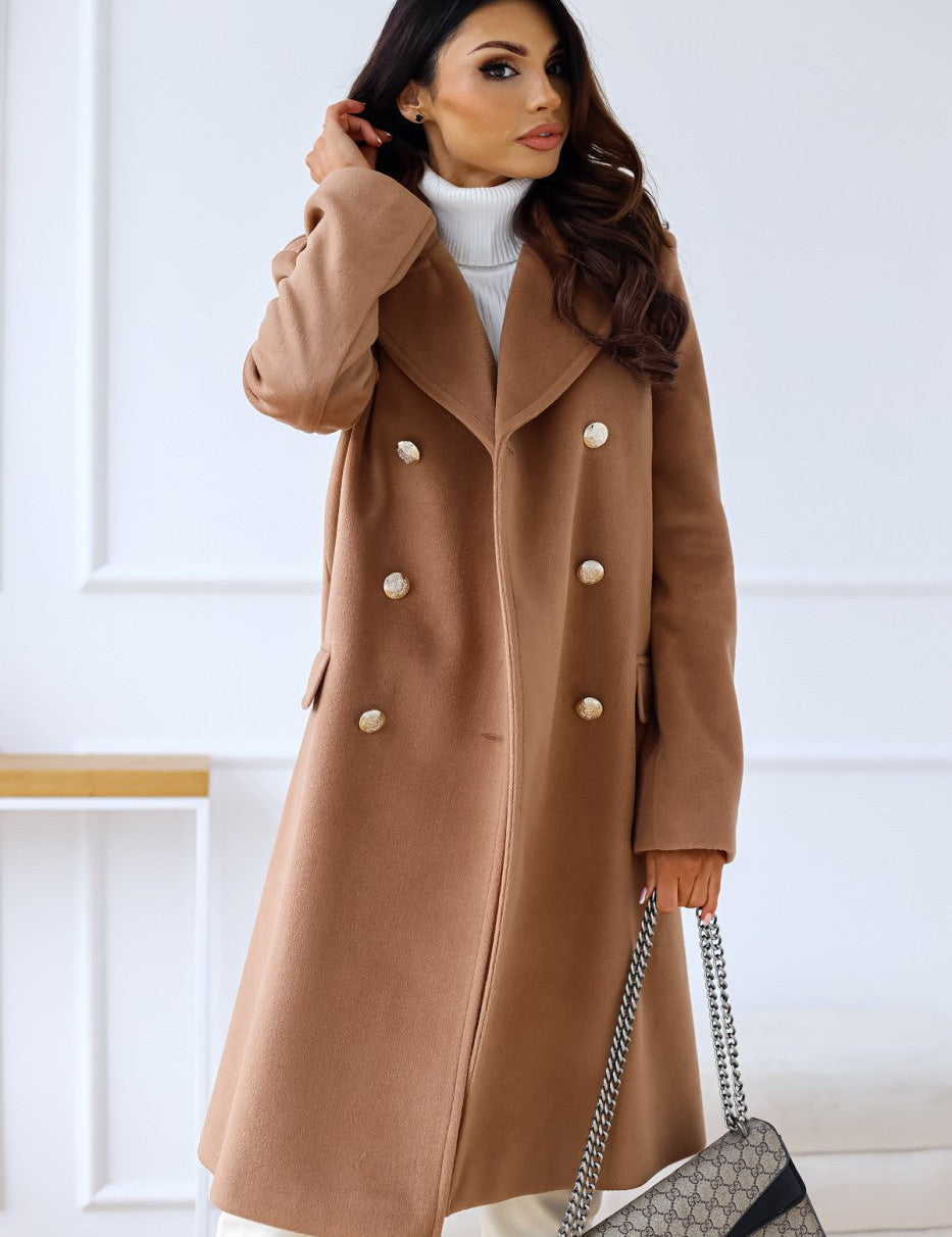 Women's Elegant Double-Breasted Winter 2-Piece Wool Trench Coat