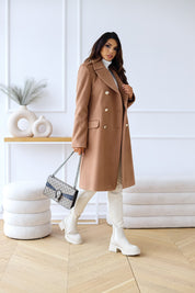 Women's Elegant Double-Breasted Winter 2-Piece Wool Trench Coat