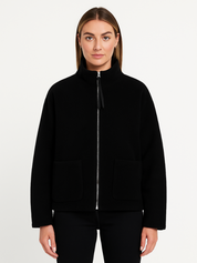 Women's Oversized Zip-Up Winter Jacket with High Collar Design