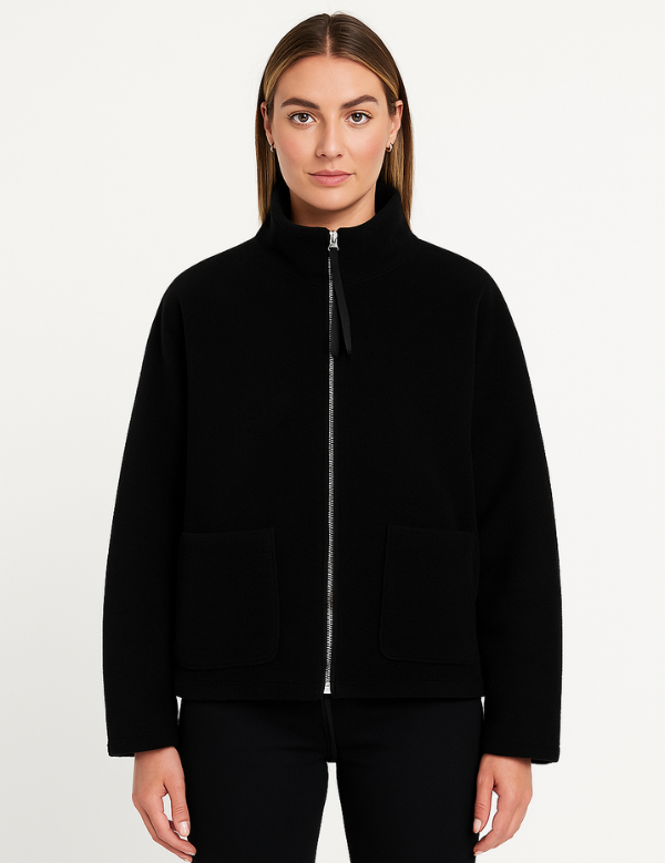 Women's Oversized Zip-Up Winter Jacket with High Collar Design