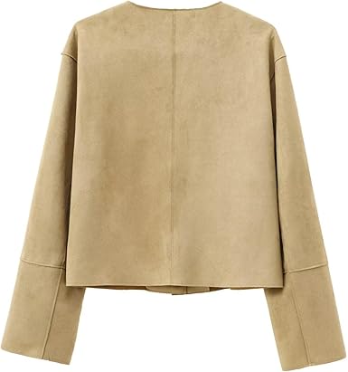 Women's Cropped Blazer Jacket with Long Sleeves and Elegant Tailored Fit