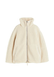 Women's Oversized Zip-Up Winter Jacket with High Collar Design
