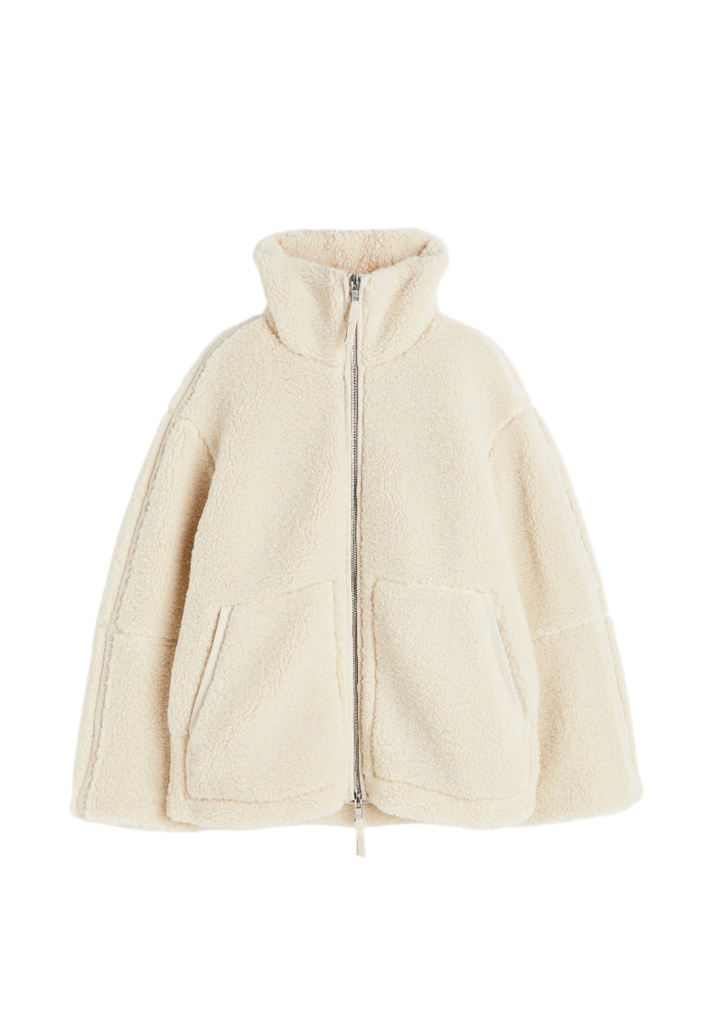 Women's Oversized Zip-Up Winter Jacket with High Collar Design