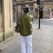 Women’s Oversized Jacket With Wide Collar And Front Snap Detail