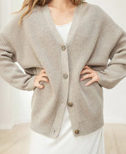 Women's Oversized Button Cardigan with Cozy Ribbed Knit Texture