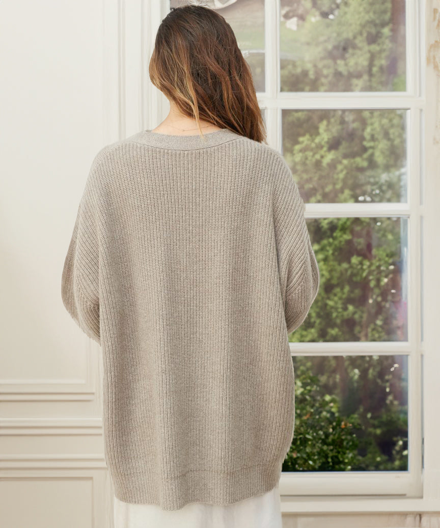 Women's Oversized Button Cardigan with Cozy Ribbed Knit Texture