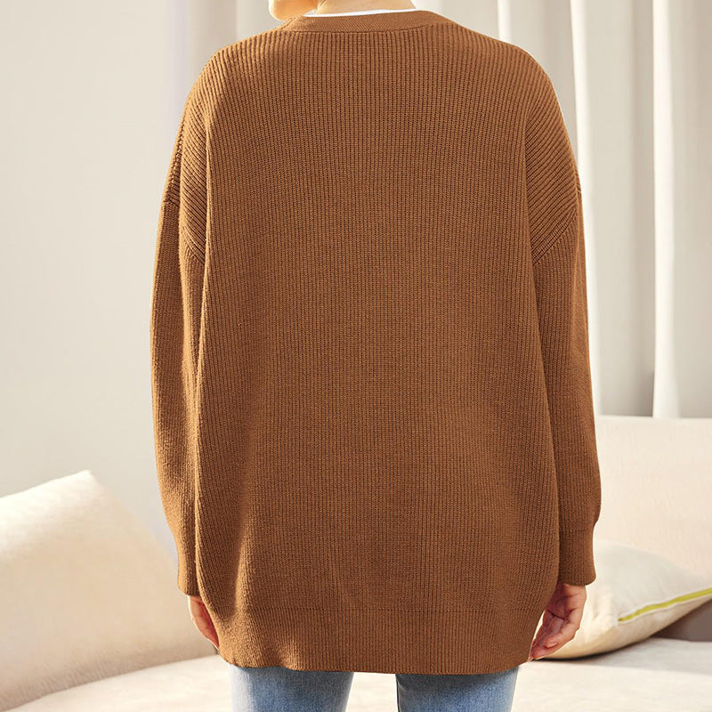 Women's Oversized Button Cardigan with Cozy Ribbed Knit Texture