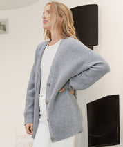 Women's Oversized Button Cardigan with Cozy Ribbed Knit Texture
