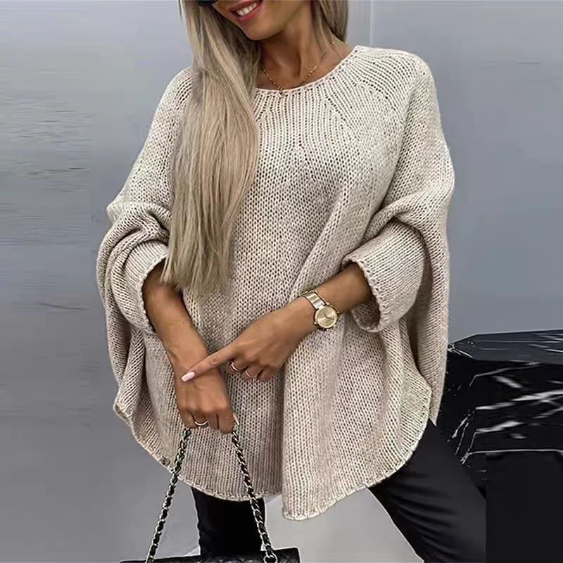 Women’s Oversized Knit Jumper with Batwing Sleeves and Relaxed Fit