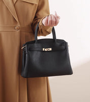 Women's Structured Crossbody Handbag with Top Handle and Clasp