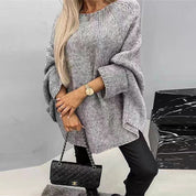 Women’s Oversized Knit Jumper with Batwing Sleeves and Relaxed Fit