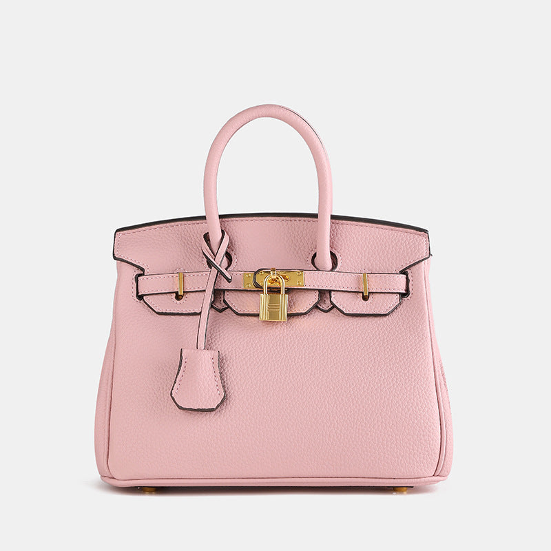 Women’s Structured Handbag With Top Handles And Gold-Tone Hardware