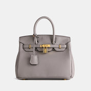 Women’s Structured Handbag With Top Handles And Gold-Tone Hardware