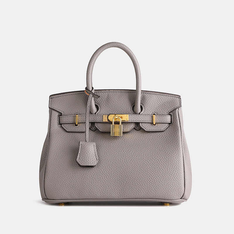 Women’s Structured Handbag With Top Handles And Gold-Tone Hardware