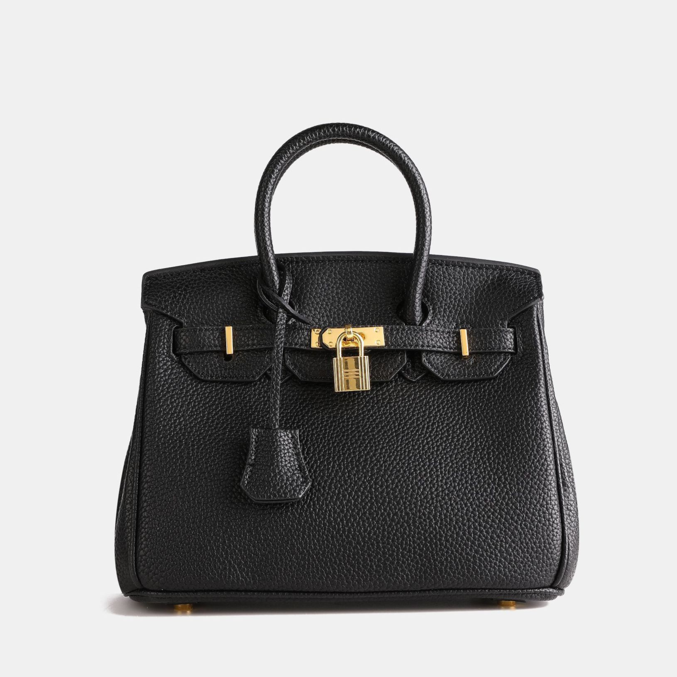 Women’s Structured Handbag With Top Handles And Gold-Tone Hardware