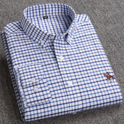 Men's Long-Sleeve Checked Button-Down Shirt with Smart Casual Style