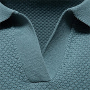 Men's Short-Sleeve Knit Polo Shirt with Textured Solid Design