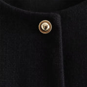 Women's Cropped Bomber Jacket with Round Neck and Long Sleeves