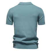 Men's Short-Sleeve Knit Polo Shirt with Textured Solid Design