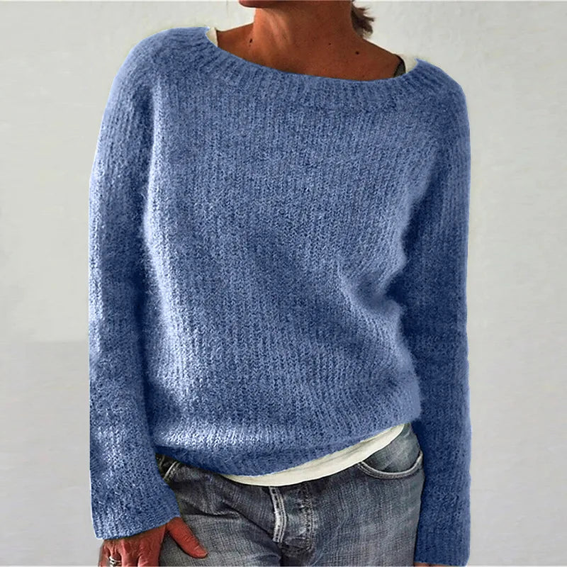 Women’s Long-Sleeve Knit Jumper With Wide Neckline