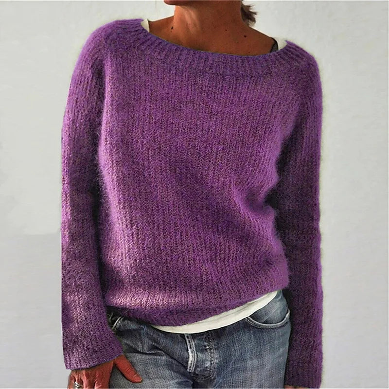 Women’s Long-Sleeve Knit Jumper With Wide Neckline