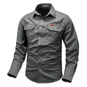 Men's Long-Sleeve Button-Front Shirt with Classic Collar Style