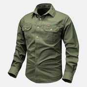 Men's Long-Sleeve Button-Front Shirt with Classic Collar Style