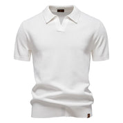 Men's Short-Sleeve Knit Polo Shirt with Textured Solid Design