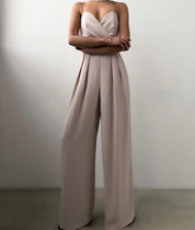 Women’s Spaghetti Strap Wide-Leg Jumpsuit With Wrapped Bodice