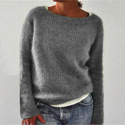 Women’s Long-Sleeve Knit Jumper With Wide Neckline