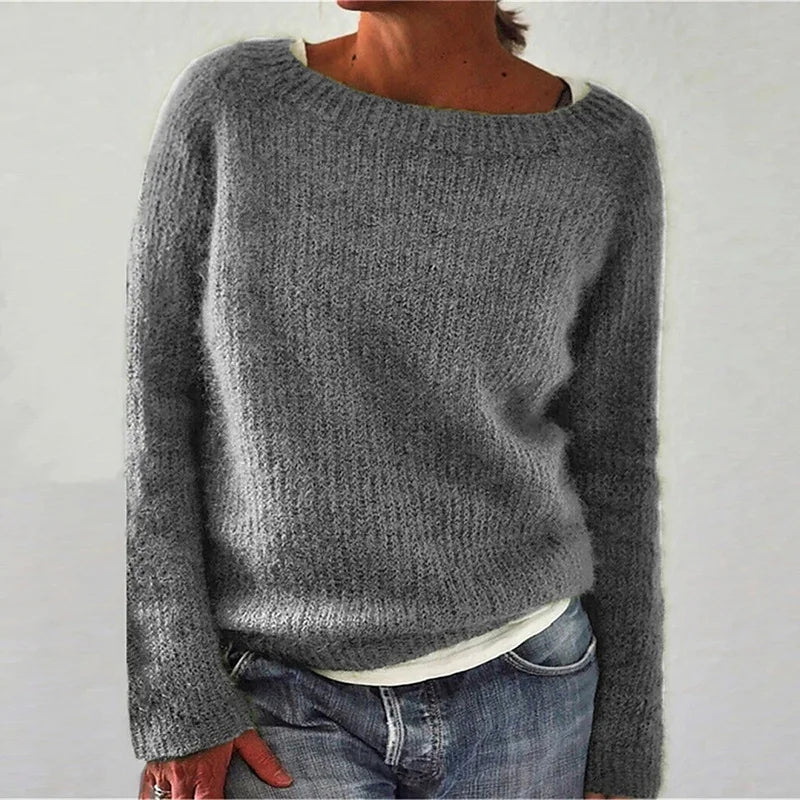 Women’s Long-Sleeve Knit Jumper With Wide Neckline
