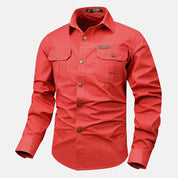Men's Long-Sleeve Button-Front Shirt with Classic Collar Style