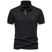 Men's Short-Sleeve Polo Shirt with Chest Logo and Button Placket