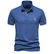 Men's Short-Sleeve Polo Shirt with Chest Logo and Button Placket