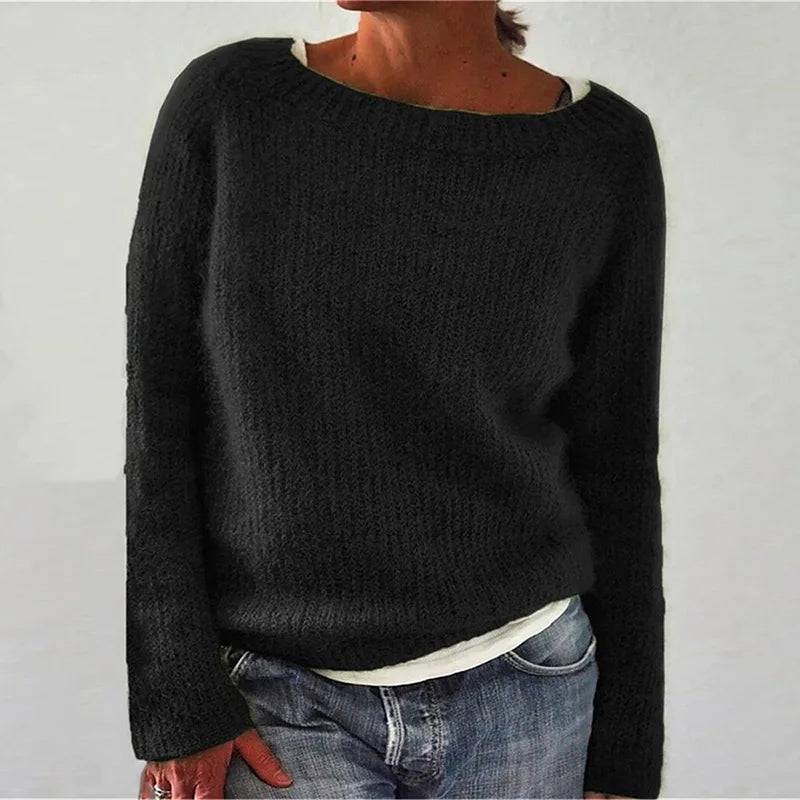 Women’s Long-Sleeve Knit Jumper With Wide Neckline