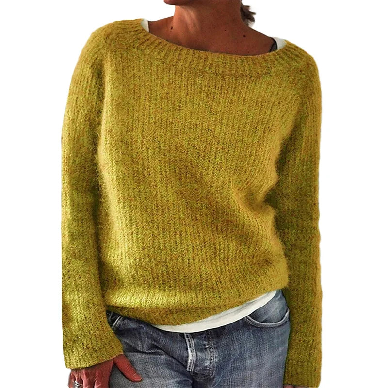 Women’s Long-Sleeve Knit Jumper With Wide Neckline