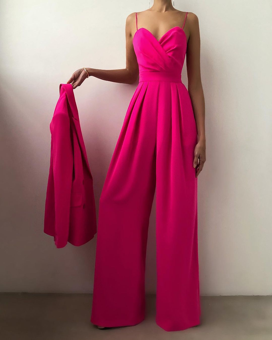 Women’s Spaghetti Strap Wide-Leg Jumpsuit With Wrapped Bodice