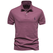 Men's Short-Sleeve Polo Shirt with Chest Logo and Button Placket
