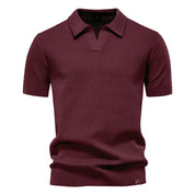 Men's Short-Sleeve Knit Polo Shirt with Textured Solid Design