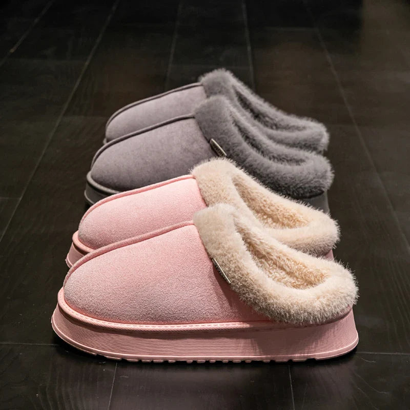 Women's Indoor Plush Slippers with Warm Lining and Non-Slip Sole