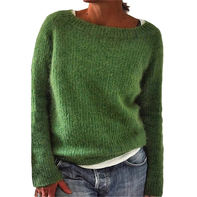 Women’s Long-Sleeve Knit Jumper With Wide Neckline