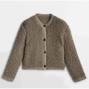 Women's Casual Button Front Teddy Fleece Jacket with Soft Texture