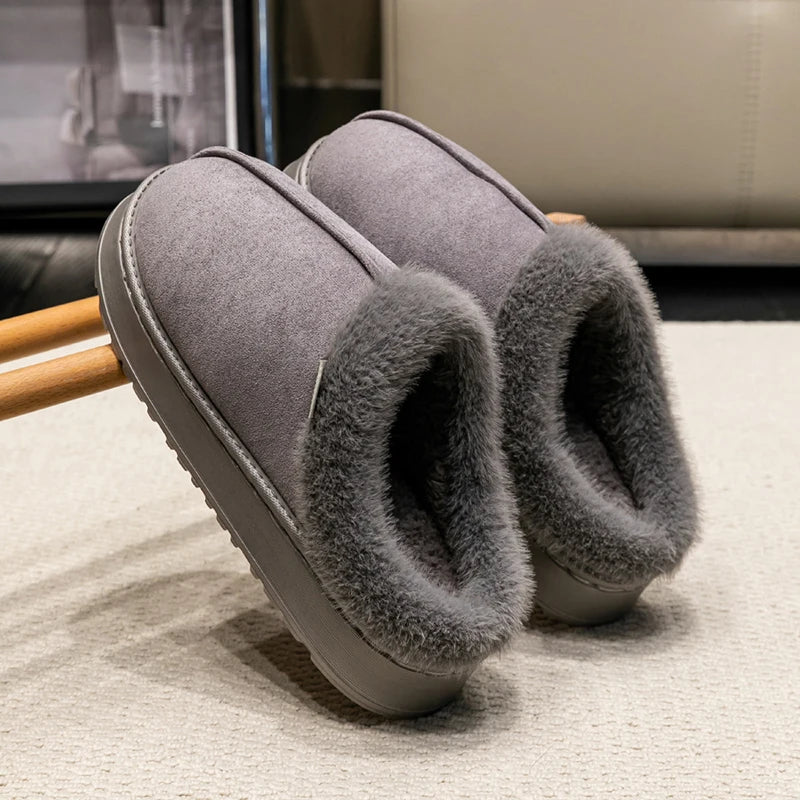 Women's Indoor Plush Slippers with Warm Lining and Non-Slip Sole
